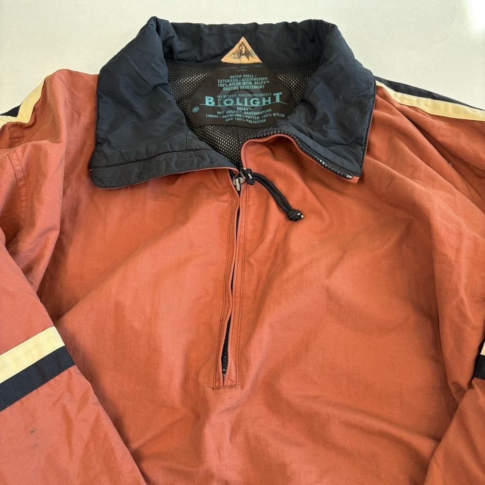 Vintage BURTON Biolite Men’s Pull Over Jacket Half-Zip Rust Size XL Mesh Lining - Picture 12 of 16